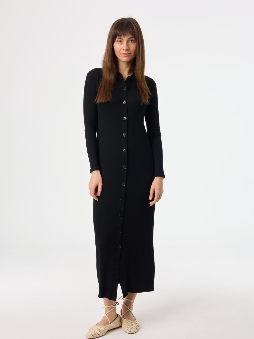 Blank BUTTON DOWN RIBBED MAXI Dress